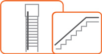 Diagram of straight staircase with top parking overrun