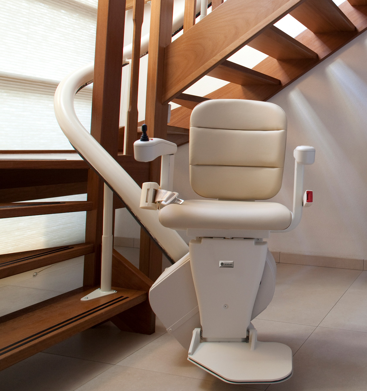 Inside curved stair lift