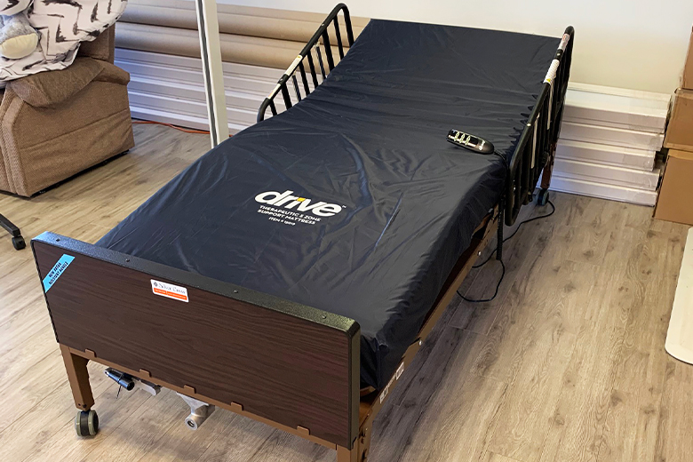 Medical bed and mattress demo in store